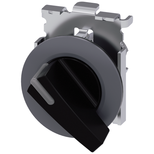 Toggle switch illuminable, 30 mm, round, metal, matt, black, knob long