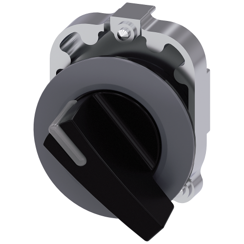 Toggle switch illuminable, 30 mm, round, metal, matt, black, knob long