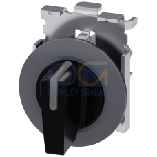 Toggle switch illuminable, 30 mm, round, metal, matt, black, knob short