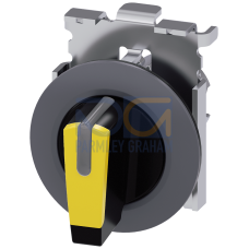 Toggle switch, illuminable, 30 mm, round, metal, matt, yellow, knob short