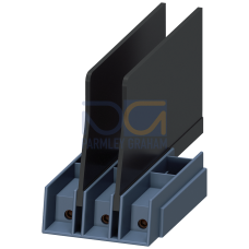 Terminal block for increased air clearances and creepage distances with phase barriers for circuit breaker Size S3