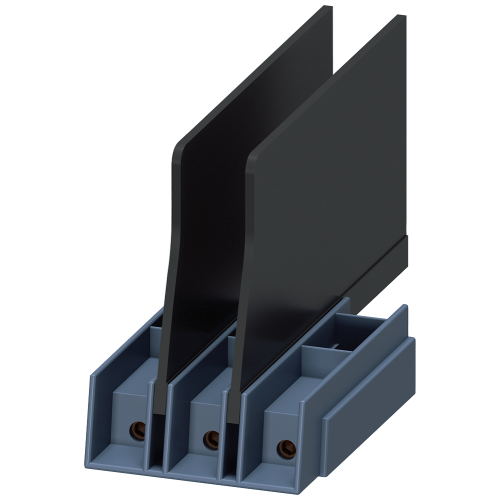 Terminal block for increased air clearances and creepage distances with phase barriers for circuit breaker Size S3