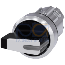 Illuminable selector switch, 22 mm, round, metal shiny, white, Selector switch short, 3 switch posit