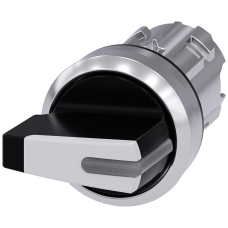 Illuminable selector switch, 22 mm, round, metal shiny, white, Selector switch short, 3 switch posit
