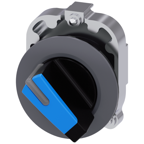 Selector switch, illuminable, 30 mm, round, metal, matt, blue