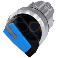 Illuminable selector switch, 22 mm, round, metal shiny, blue, Selector switch short, 2 switch positi