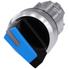 Illuminable selector switch, 22 mm, round, metal shiny, blue, Selector switch short, 2 switch positi