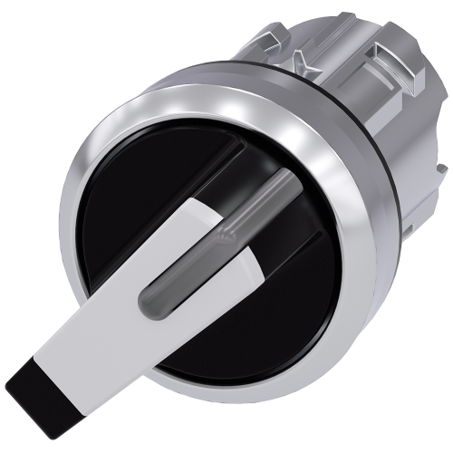 Toggle switch illuminable, 22 mm, round, metal, high gloss, white, knob short