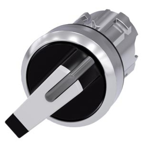 Toggle switch illuminable, 22 mm, round, metal, high gloss, white, knob short