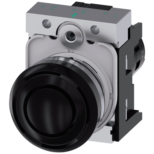 Acoustic signal device, 22 mm, round, metal, black, continuous tone 2.4 kHz, 110 V AC