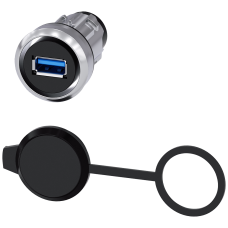 USB connection, 22 mm, metal high gloss, silver