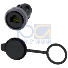 RJ45 connection: 22 mm, plastic with metal front ring, sand gray