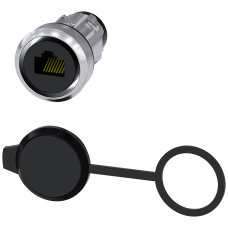 RJ45 connection, 22 mm, metal high gloss, silver