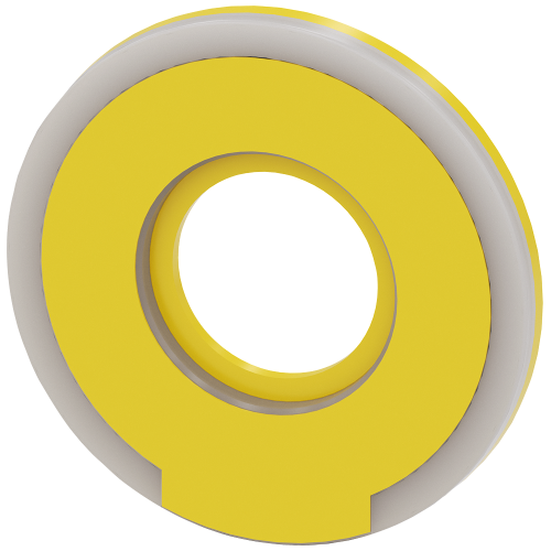 Washer round for EMERGENCY STOP mushroom pushbutton, yellow, illuminated, thickness 5 mm, outer diam
