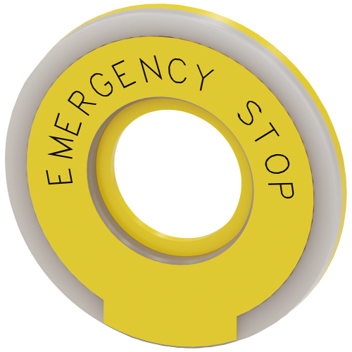 Washer round for EMERGENCY STOP mushroom pushbutton, yellow, illuminated, thickness 5 mm, outer diam