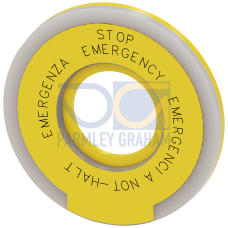 Backing plate round for emergency stop mushroom pushbutton, yellow, illuminated
