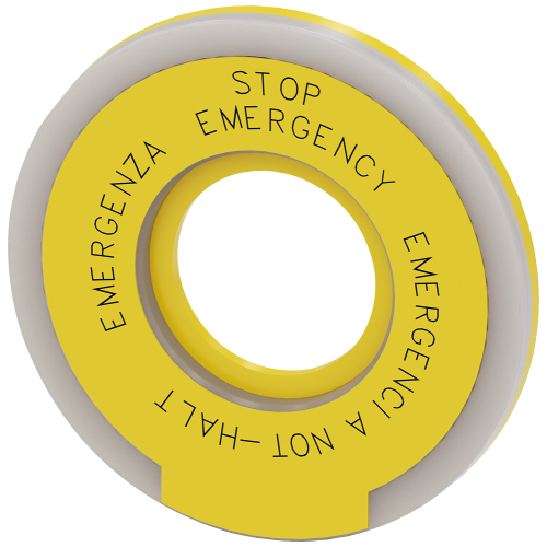 Backing plate round for emergency stop mushroom pushbutton, yellow, illuminated