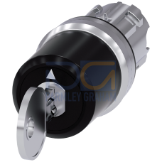 Key-operated switch Siemens, w. monitoring, 22 mm, round, metal, shiny, removal I+O+II