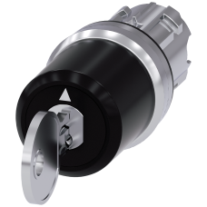 Key-operated switch Siemens, w. monitoring, 22 mm, round, metal, shiny, removal I+O+II