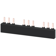 3-phase busbar for 3 circuit breakers Size S2 Modular spacing: 75 mm
