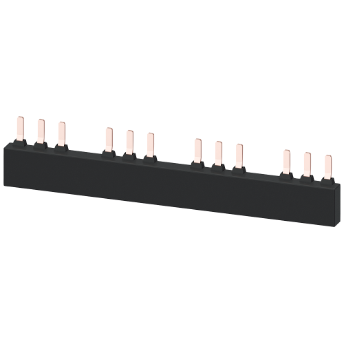 3-phase busbar for 4 circuit breakers Size S2 Modular spacing: 75 mm