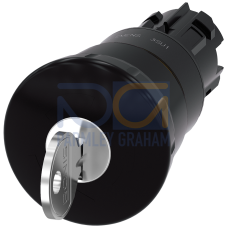 Mushroom pushbutton, 22 mm, round, plastic, black, 40 mm, RONIS No. 455, latching
