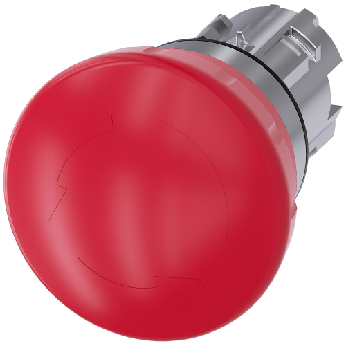Emergency stop mushroom pushbutton, 22 mm, round, shiny metal, red, 40 mm, latching according to EN ISO 13850, rotate-to-unlatch