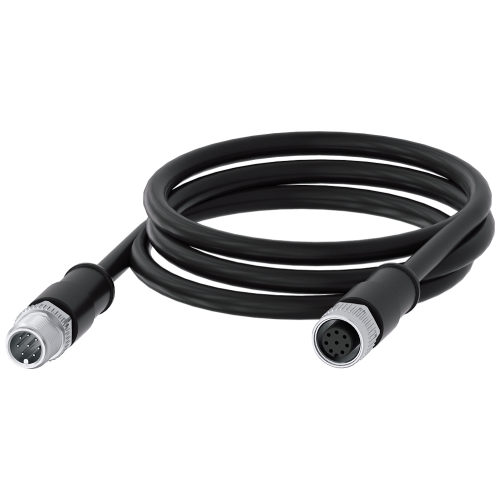 Connecting cable, 1 m, M12 socket 8-pole + M12 connector 8-pole