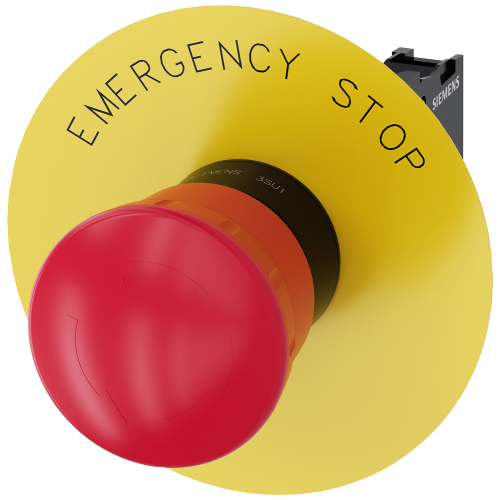 EMERGENCY STOP mushroom pushbutton, 22 mm, round, plastic, red, 40 mm, positive latching, acc. to EN