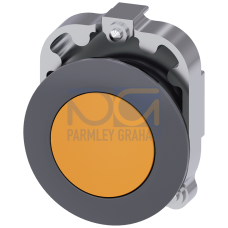 Pushbutton, 30 mm, round, metal, matte, amber, front ring for flush installation, momentary contact type