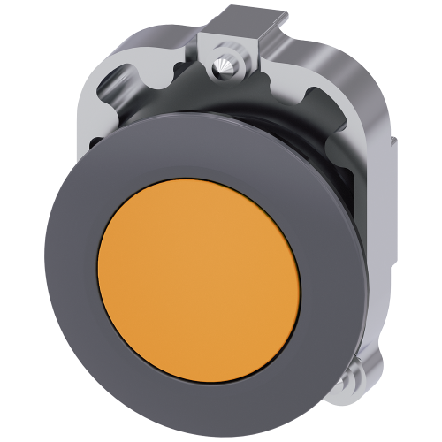 Pushbutton, 30 mm, round, metal, matte, amber, front ring for flush installation, momentary contact type