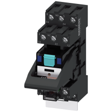 plug-in relay complete unit, 3 changeover contacts, 24 V DC, LED module red, standard plug-in socket screw terminal, 3.5 mm pinning