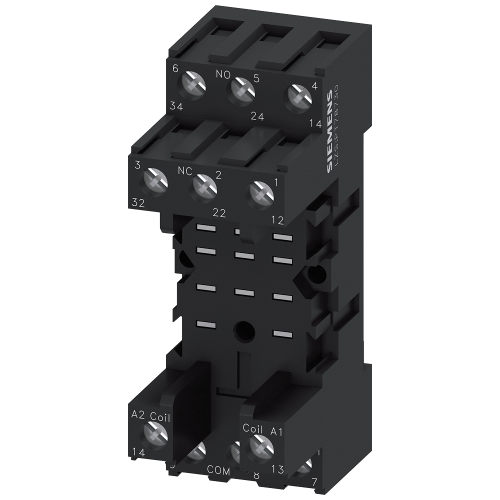 plug-in socket for PT relay, 3 changeover contacts, screw terminal