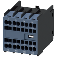 Auxiliary switch on the front, 2 NO + 2 NC Current path 1 NO, 1 NC, 2 NC, 1 NO for 3RH and 3RT spring-type terminal 53/54, 61/62, 71/72, 83/84