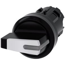 Selector switch, short, can be illuminated, 22 mm, round, plastic, white, I>0<II, momentary contact