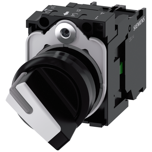 Selector switch, illuminable, 22 mm, round, plastic, white, green, 1 NO