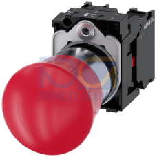 Emergency stop mushroom pushbutton, 22 mm, round, metal, high gloss, red, 1 NC, 1 NC