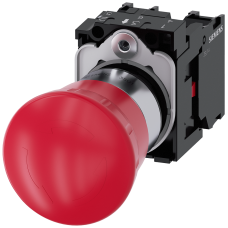 Emergency stop mushroom pushbutton, 22 mm, round, metal, high gloss, red, 1 NC, 1 NC