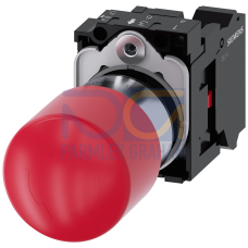 EMERGENCY STOP mushroom pushbutton, 22 mm, round, metal, shiny, red, 30 mm, positive latching, according to DIN EN ISO 13850, rotate-to-unlatch, washe