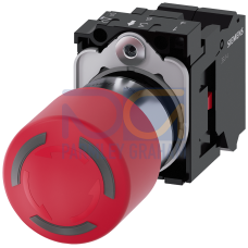 EMERGENCY STOP mushroom pushbutton, can be illuminated, 22 mm, round, metal, high-gloss, red, 1 NC 1 NC