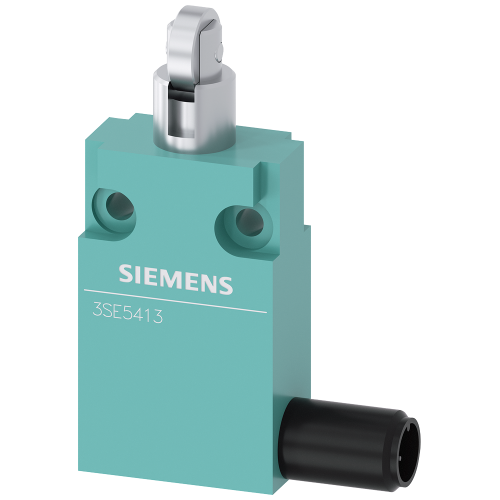 Position switch in compact design 30 mm wide with M12 connector 5-pole Snap-action contacts 1 NO+1 NC with roller plunger, plunger rotated by 90&deg;