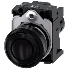 Acoustic signal device, 22 mm, round, plastic, black, continuous tone 2.4 kHz, 230 V AC