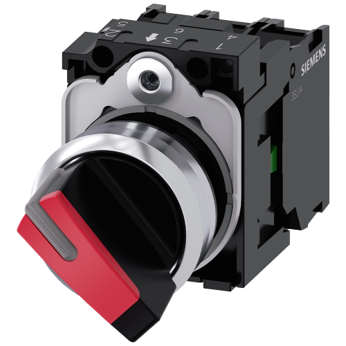 Selector switch, illuminated, 22 mm, round, metal, high gloss, white, latching, 1 NO + 1 NC