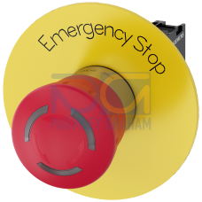 EMERGENCY STOP mushroom pushbutton, illuminable, 22 mm, round, metal, shiny, red, 40 mm, positive la