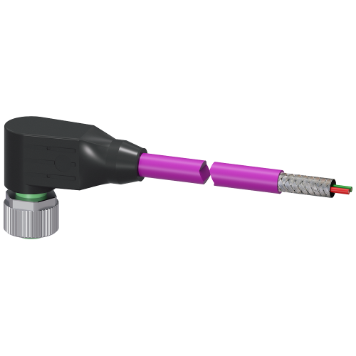 Bus cable, 10 m, for PROFIBUS, 2-core, shielded, 1x M12 angled, plug