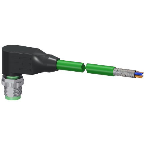 Bus cable for PROFINET Pre-assembled at one end 4-core, shielded assembled with 1 x M12 D-coded Leng