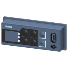operator panel with display for SIMOCODE M series, installation on device front or front panel mounting, display with colored background, 3 LEDs for status display, 6 buttons for manual control, USB-C