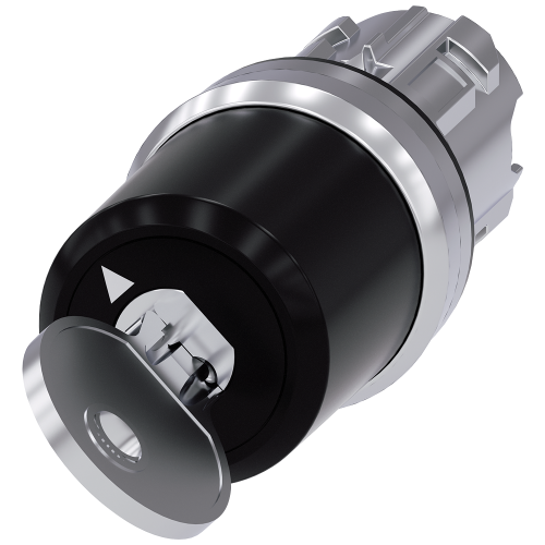 Key-operated switch BKS, 22 mm, round, metal, shiny, lock number S1, with 2 keys, 2 switch positions