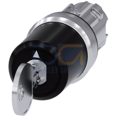 Key-operated switch BKS, 22 mm, round, metal, high gloss, key removal I+II