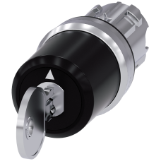 Key-operated switch BKS, 22 mm, round, metal, shiny, lock number S1, with 2 keys, 3 switch positions